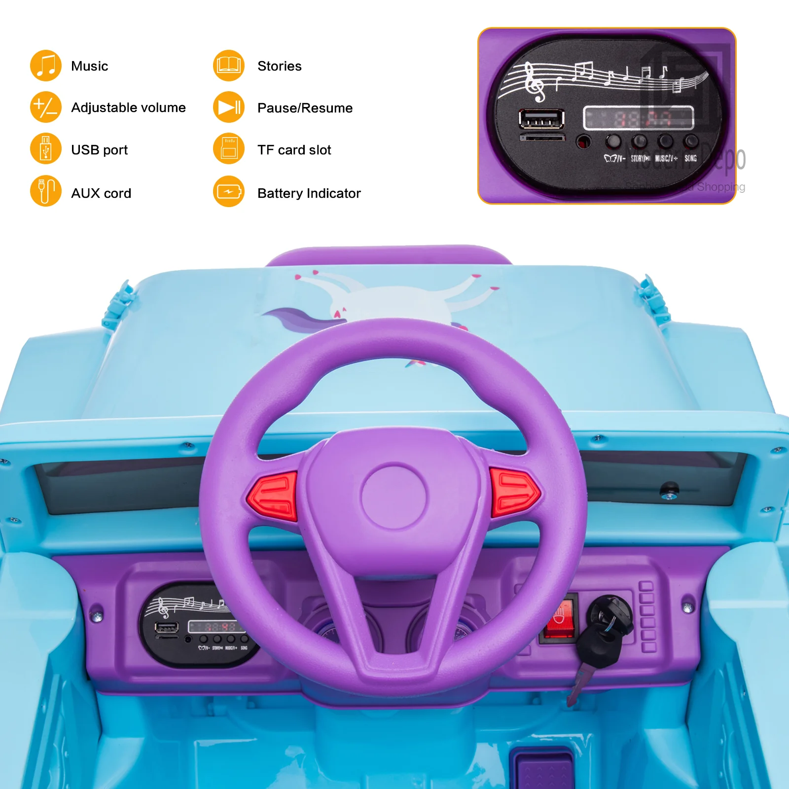 Jeep Kids Ride On Car with Parent Remote Control, Customizable Stickers, and LED Lights - 12V - Image 35