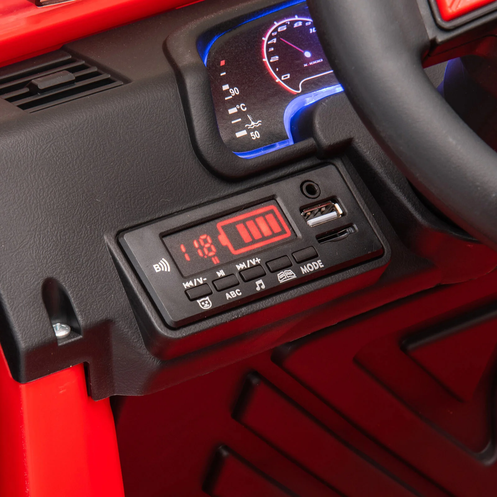 12V Red Kids 2-Seater Ride-On Truck with LED Lights, Music, and Remote Control Battery-Powered Car - Image 17