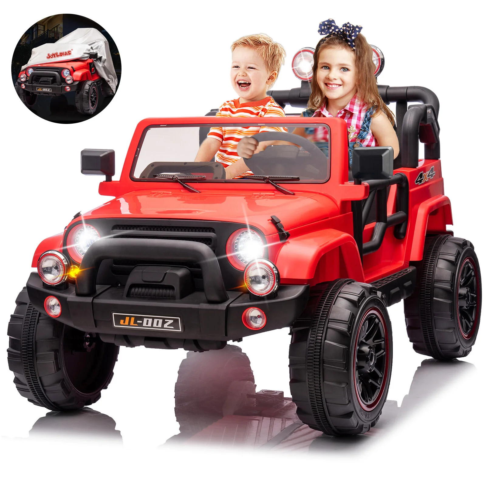 12V Red Kids 2-Seater Ride-On Truck with LED Lights, Music, and Remote Control Battery-Powered Car - Image 25
