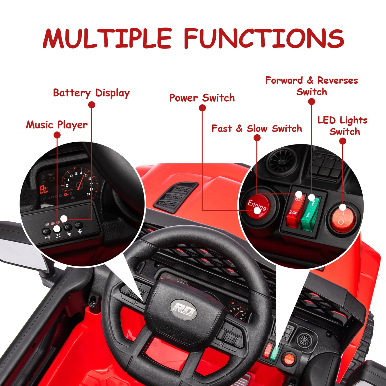 Electric Ride-On Truck for Kids with Remote Control, 4-Wheel Suspension, LED Lights, and Music - Image 5