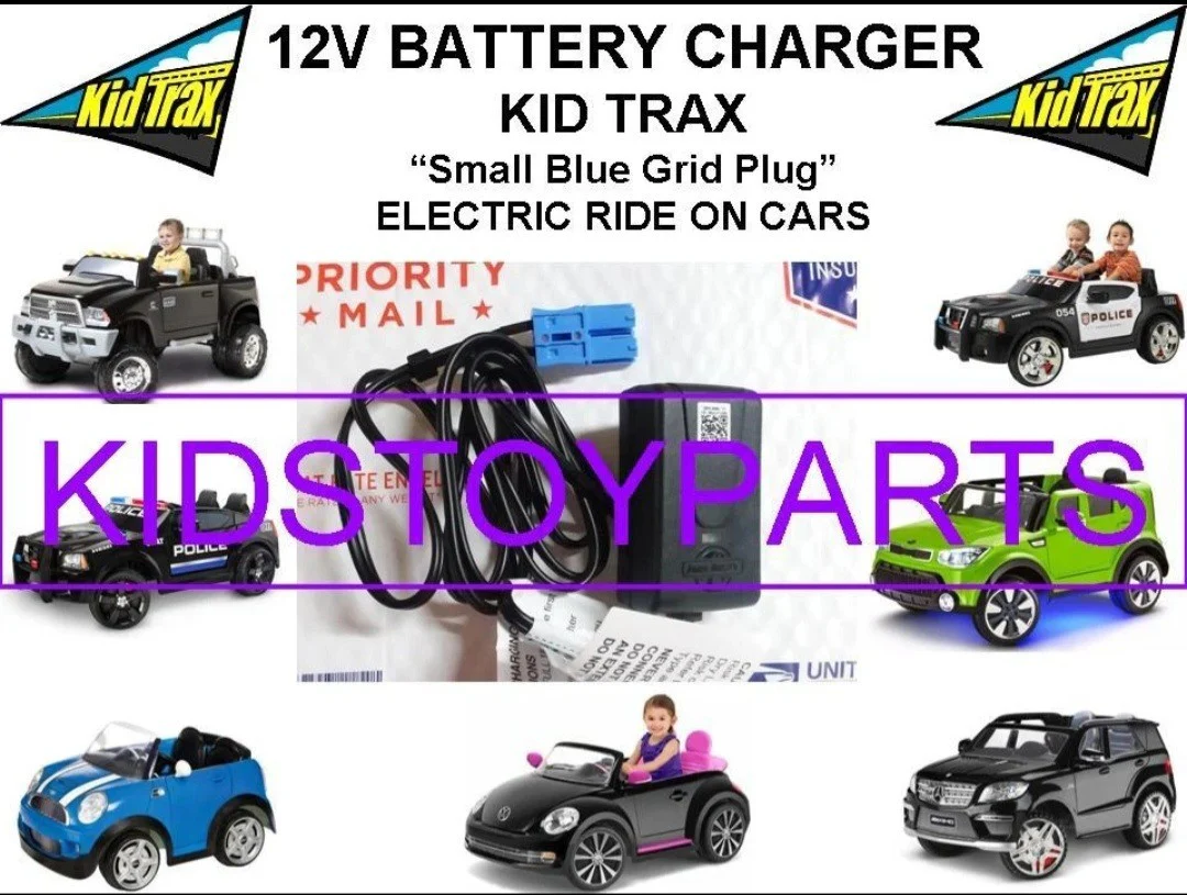 12 Volt Wide Plug Battery Charger for Kids' Trax Grid Dodge Ram VW Beetle Toys