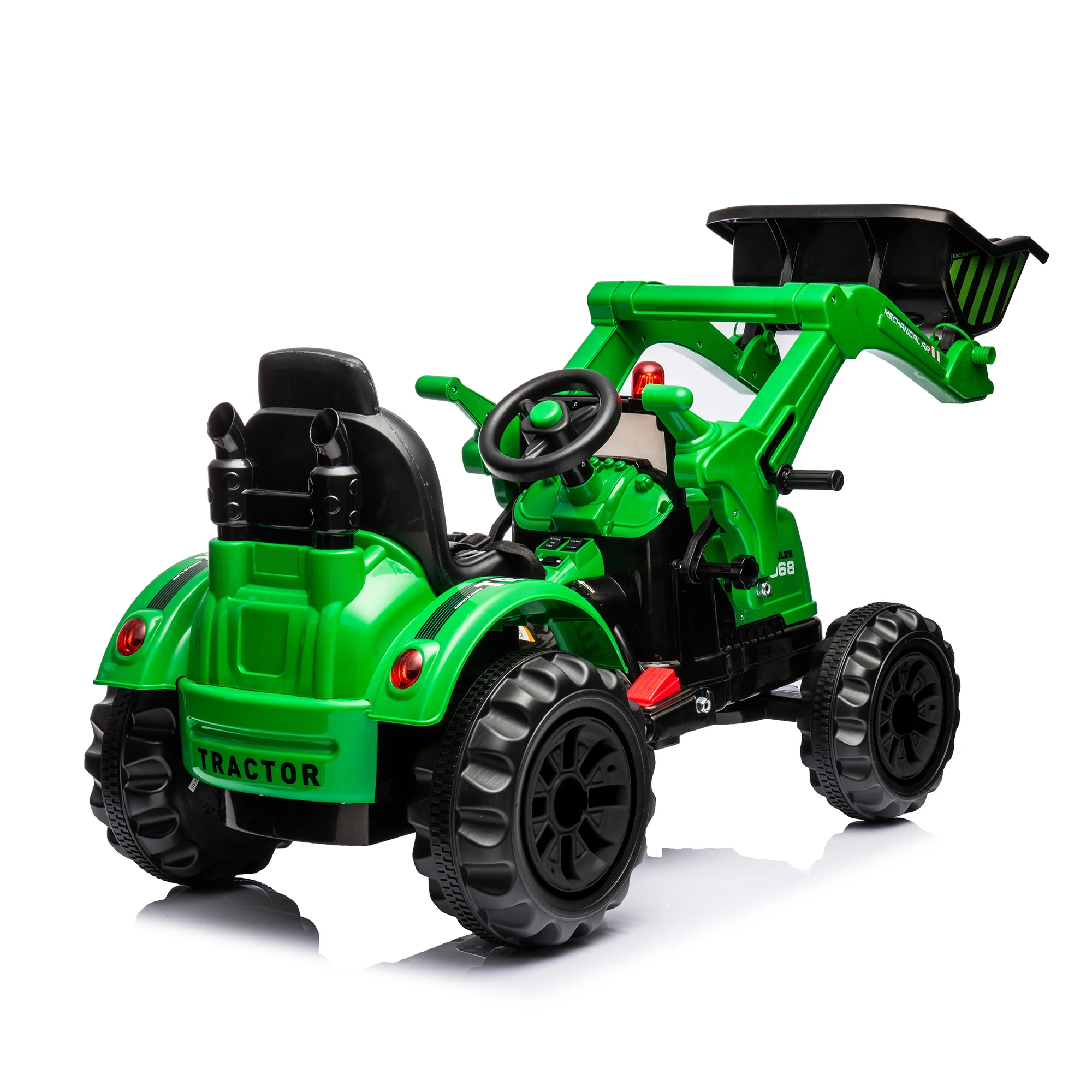 12V Kids Ride-On Battery-Powered Excavator with Front Loader and 2-Speed Controls - Image 2