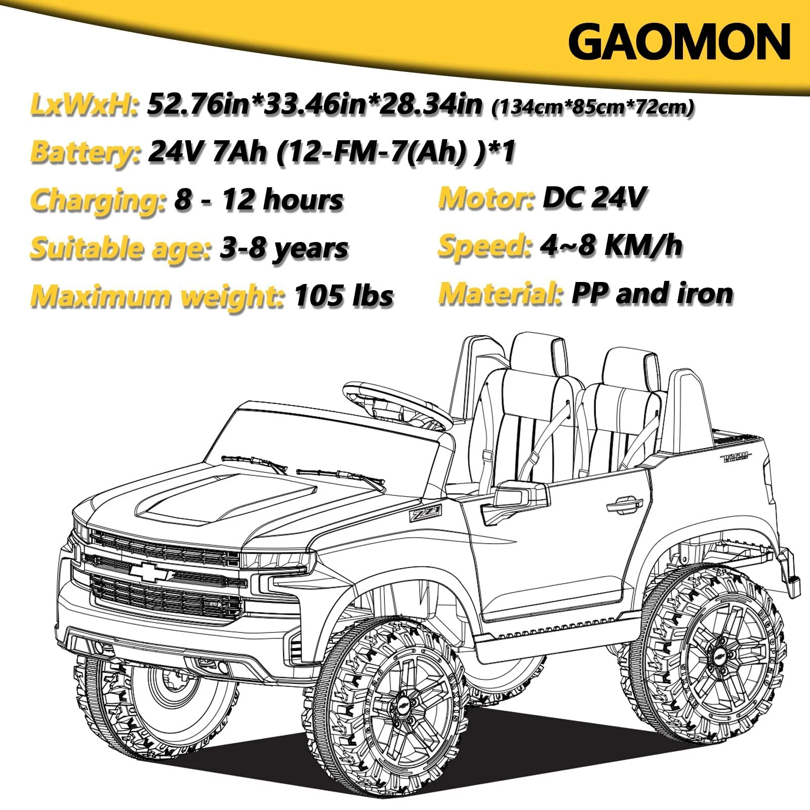 24V Electric 2-Seater Ride-On Truck with Remote Control and Battery Power - Image 7