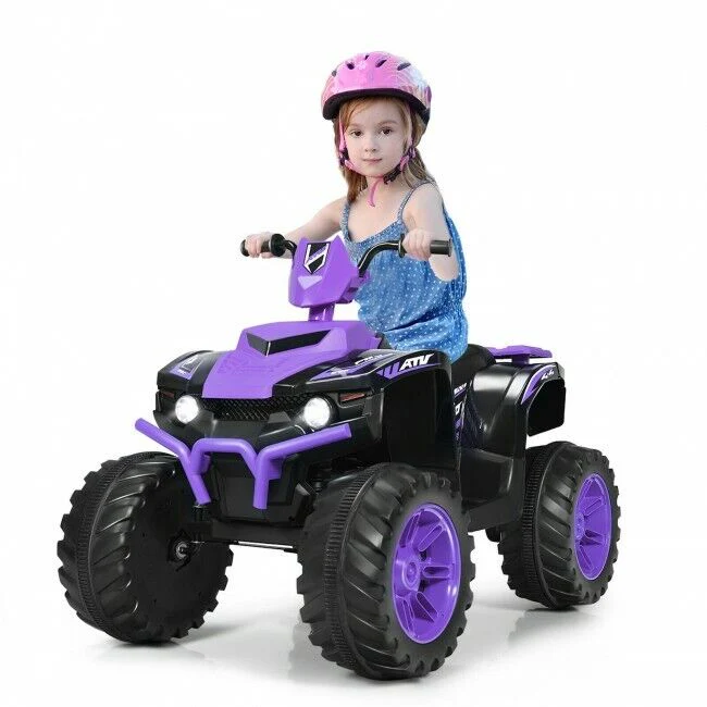 Kids 4-Wheeler ATV Quad Ride On Car with LED Light & Music - Purple - Image 6
