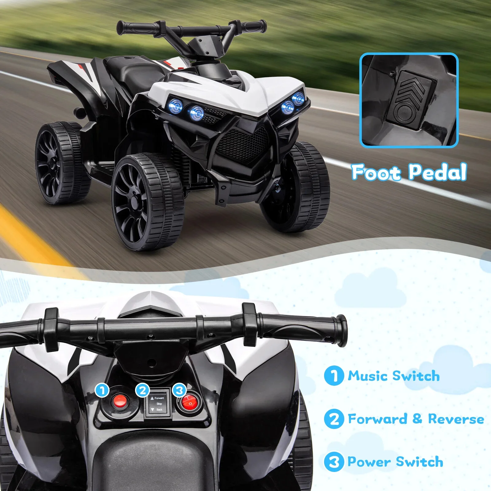 Kids 6V Battery-Powered Electric ATV 4-Wheeler Quad with 1.8 MPH Speed - Image 20