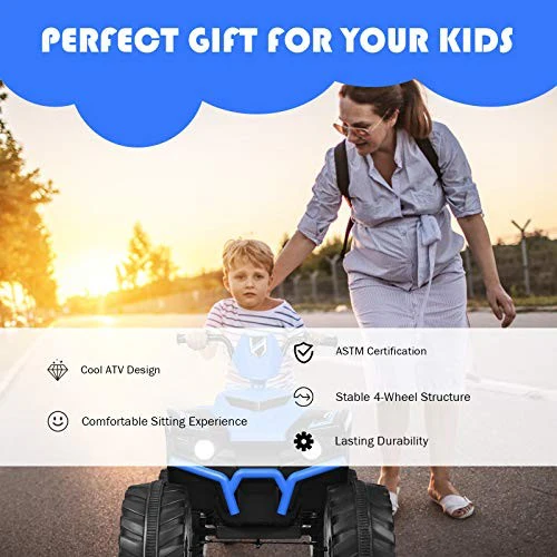 12V Blue Kids Electric Battery-Powered ATV with LED Lights and High & Low Speed - Image 7