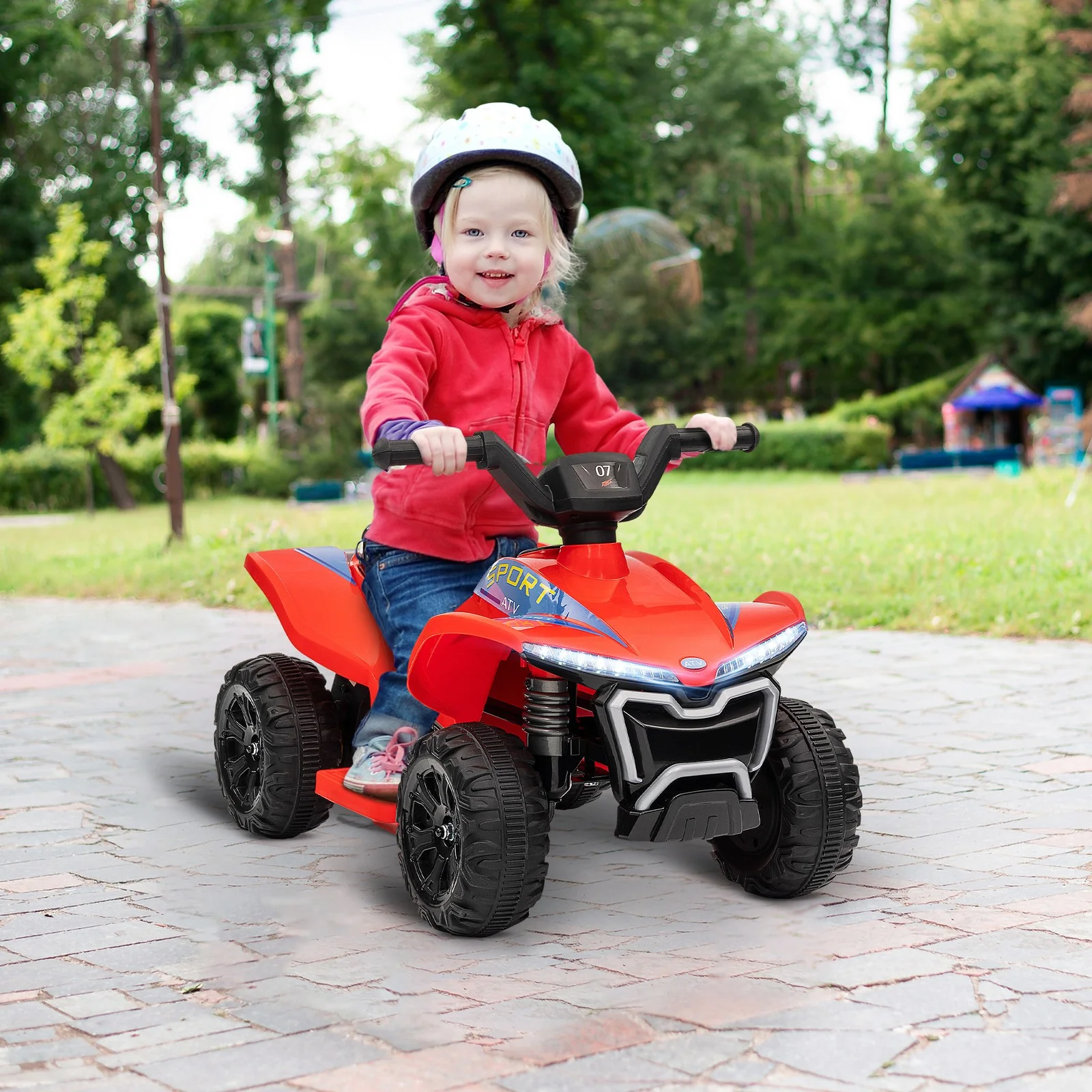 Kids 6V Ride-On ATV Quad with Rechargeable Battery Red - Image 12