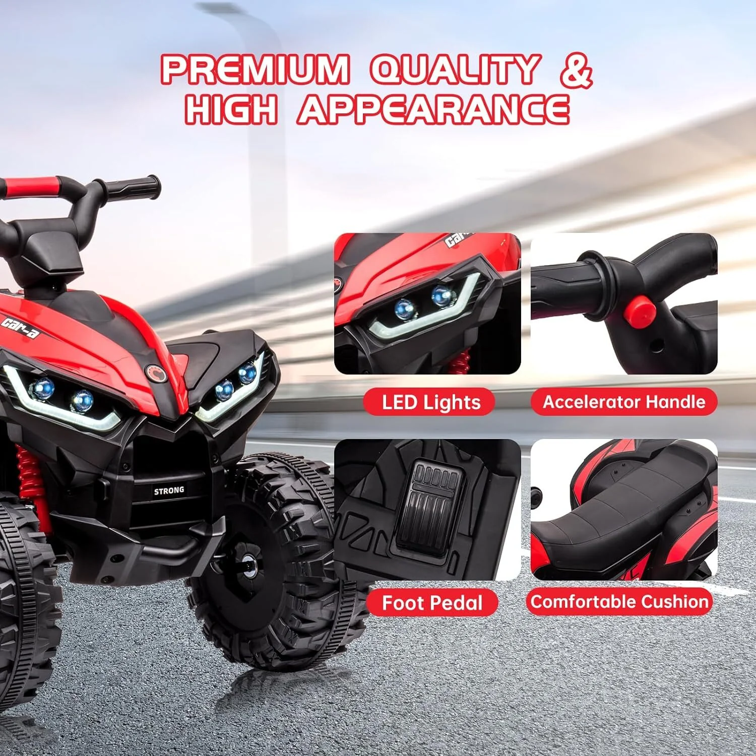 Kids 12V Battery-Powered 4-Wheeler ATV Ride-On Toy with LED Lights - Image 14