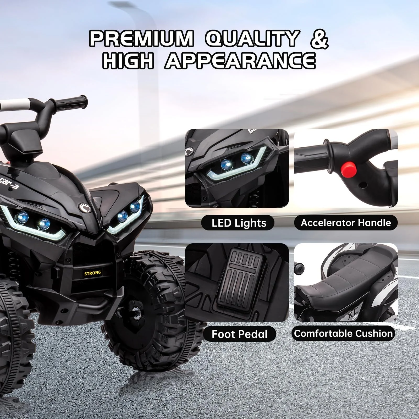 Kids 12V Battery-Powered 4-Wheeler ATV Ride-On Toy with LED Lights - Image 6