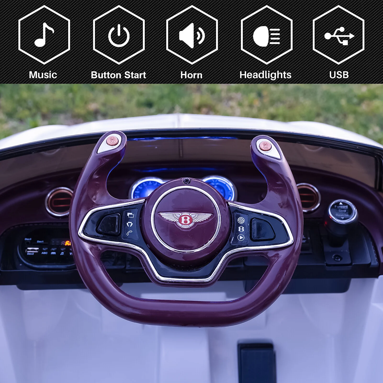 12V Kids Electric Ride-On Car with 2.4G Remote Control Bentley Style Vehicle Toy - Image 16