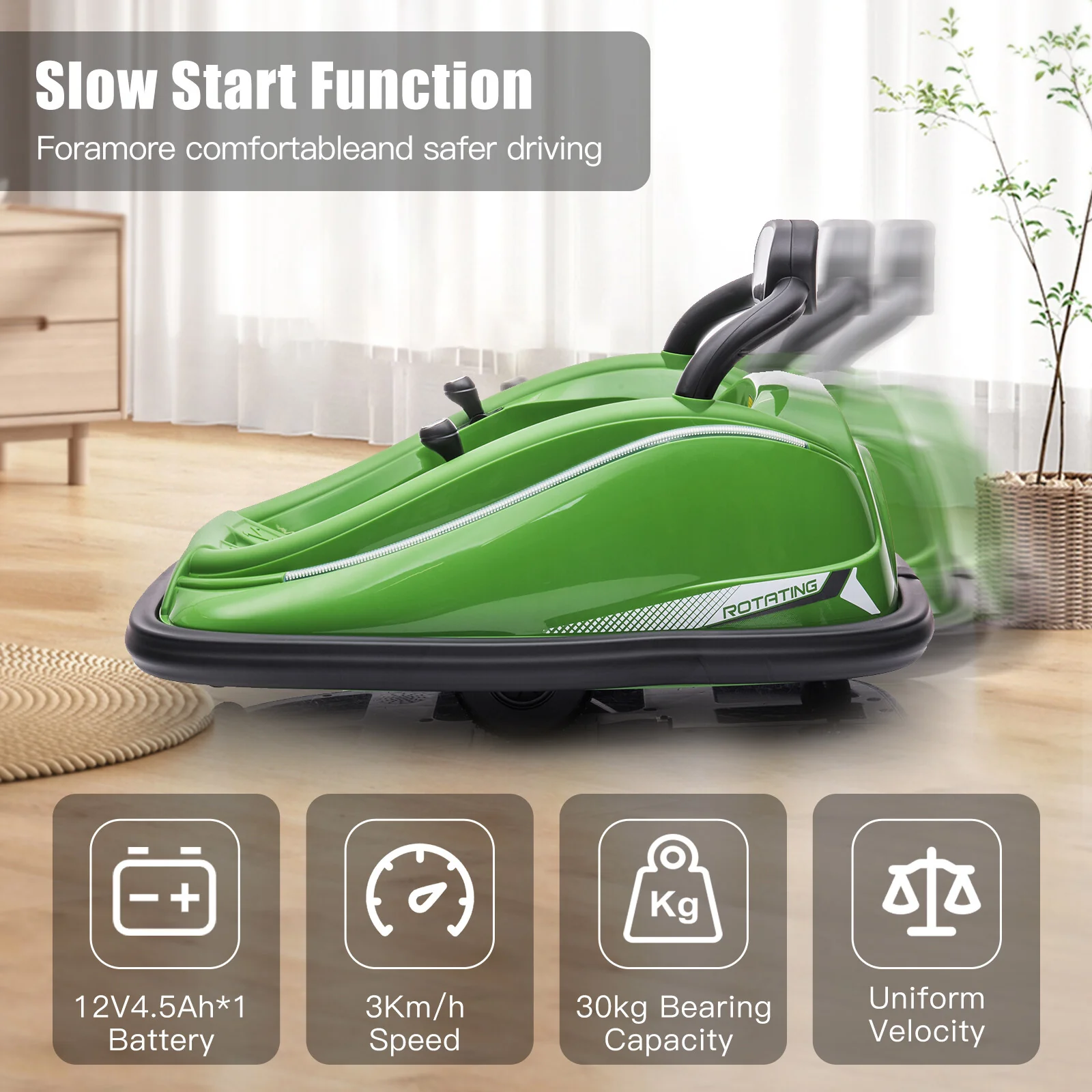 Kids Bumper Car Toy with 360° Rotation, Lights, Music, and Parent Remote Control - Image 7