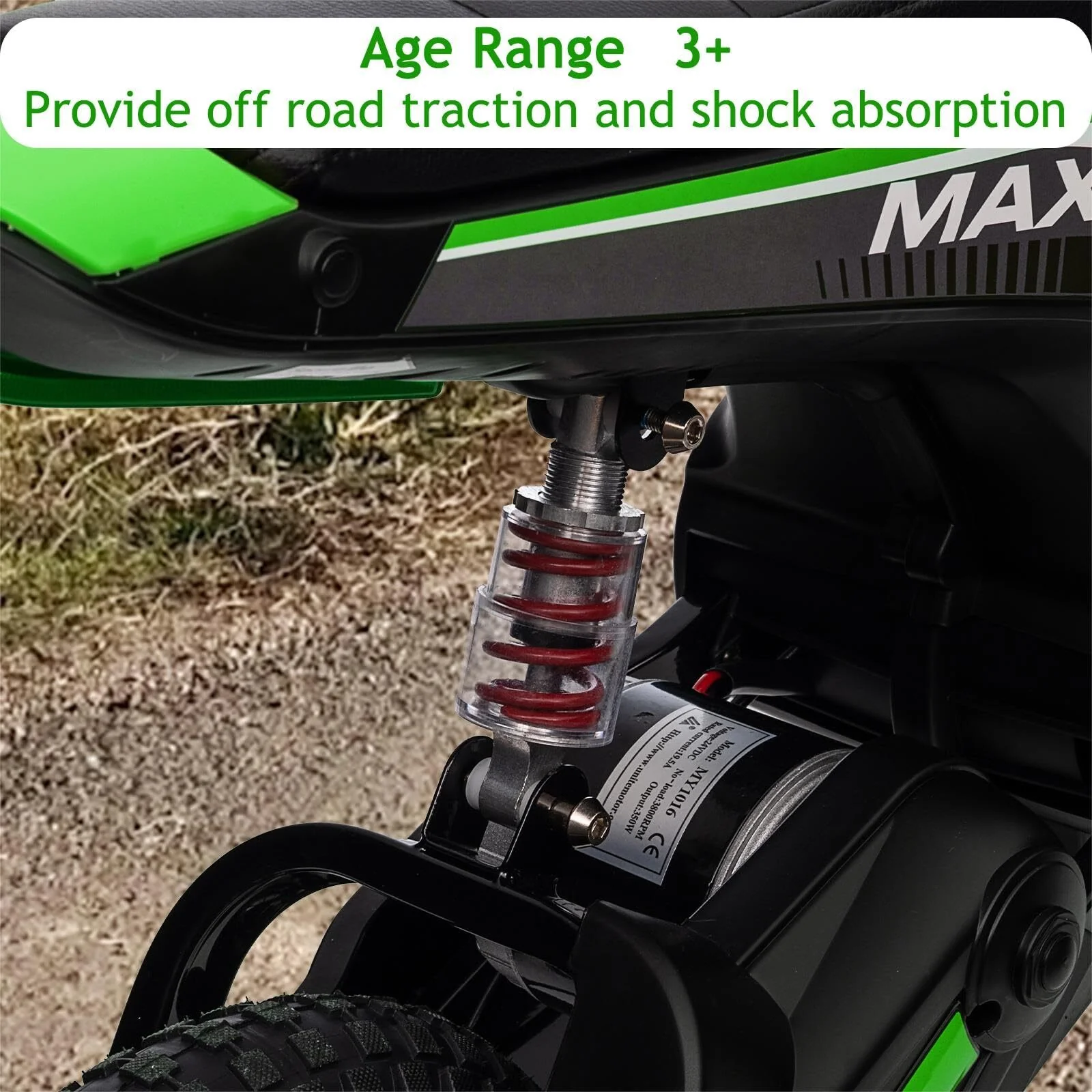 Kids 350W Electric Motocross Dirt Bike with 24V Battery Green - Image 5