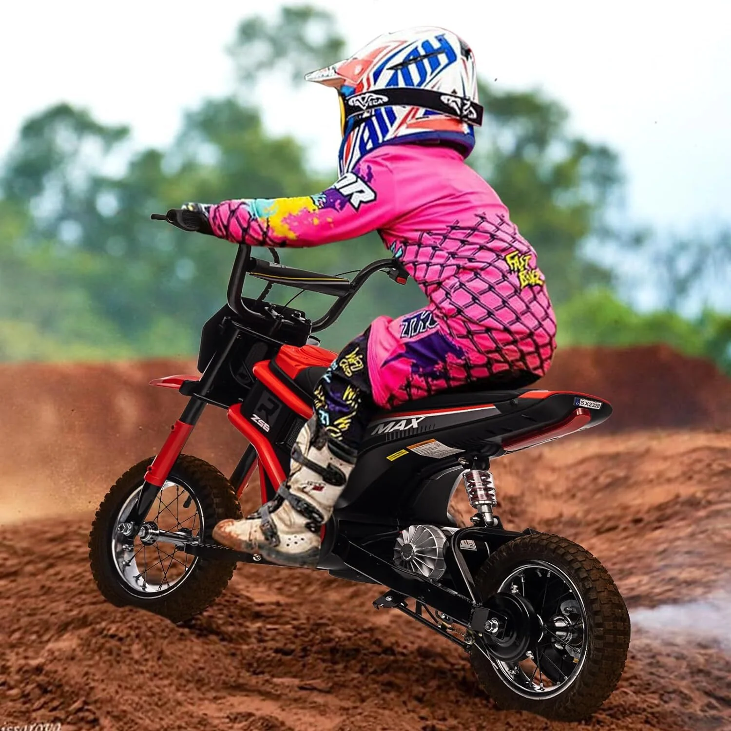 12V Battery-Powered Electric Motocross Dirt Bike for Kids in 4 Color Options - Image 14