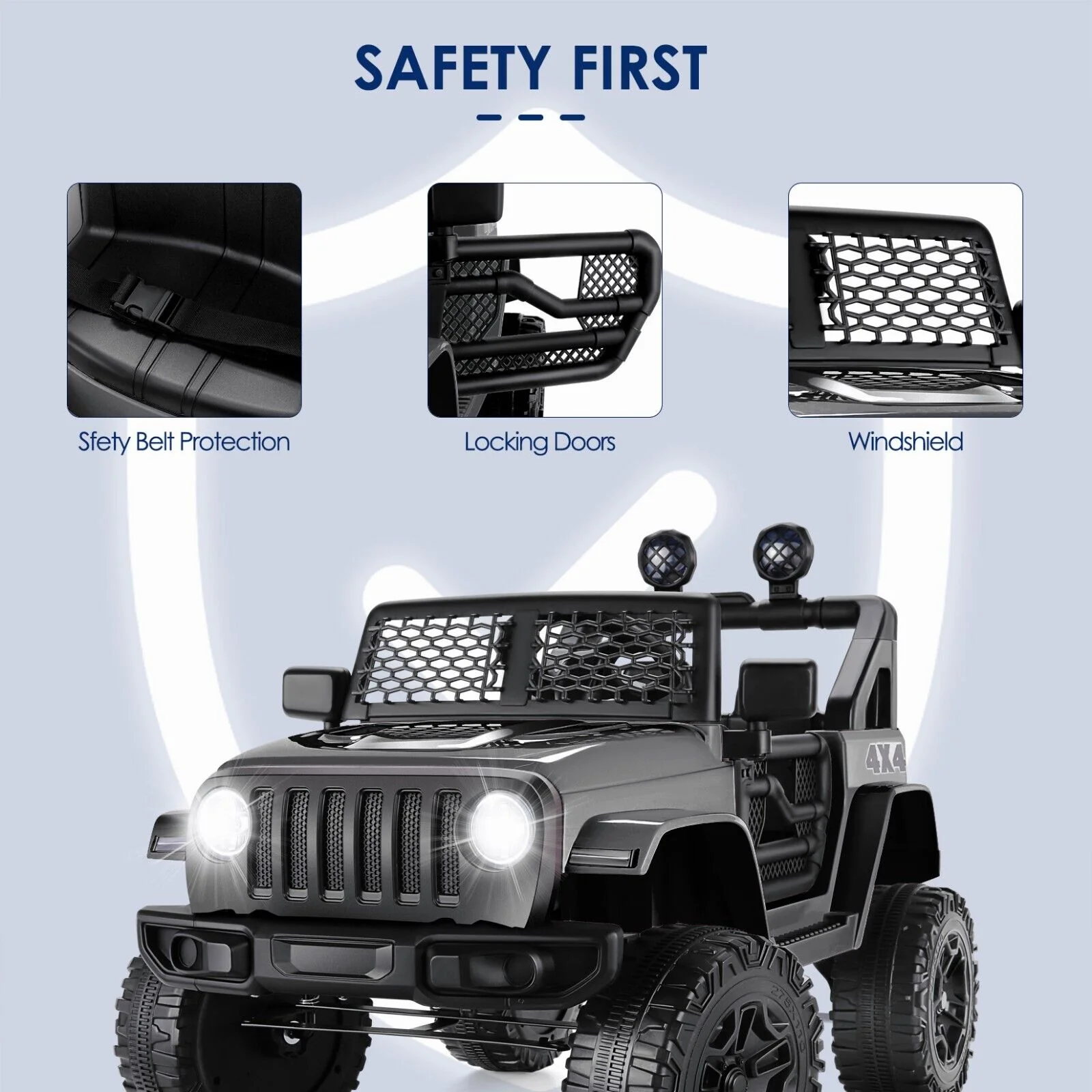 Kids Electric Jeep Truck with Remote Control, 3 Speeds, LED Lights, and MP3 Player - 24V/12V - Image 45