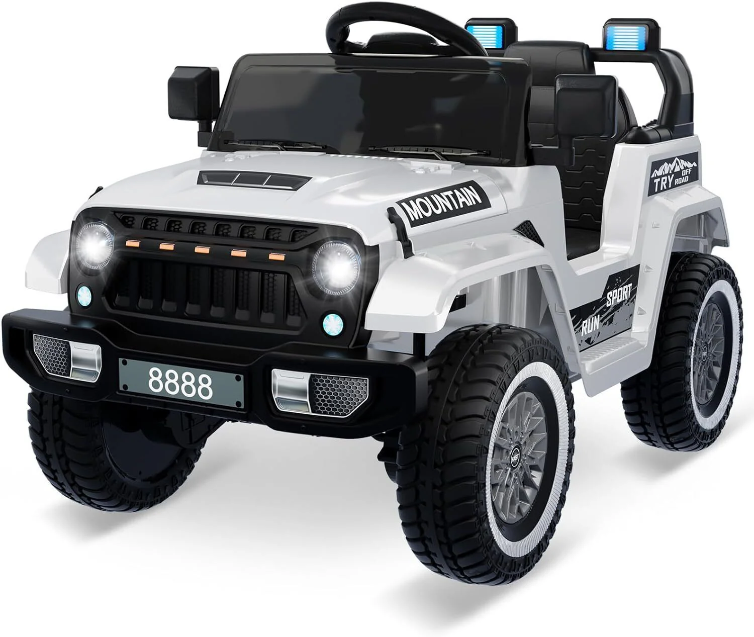 Kids Electric Ride On Jeep Toy Car with Remote Control and Music - 12V, 3 Speeds, White - Image 10