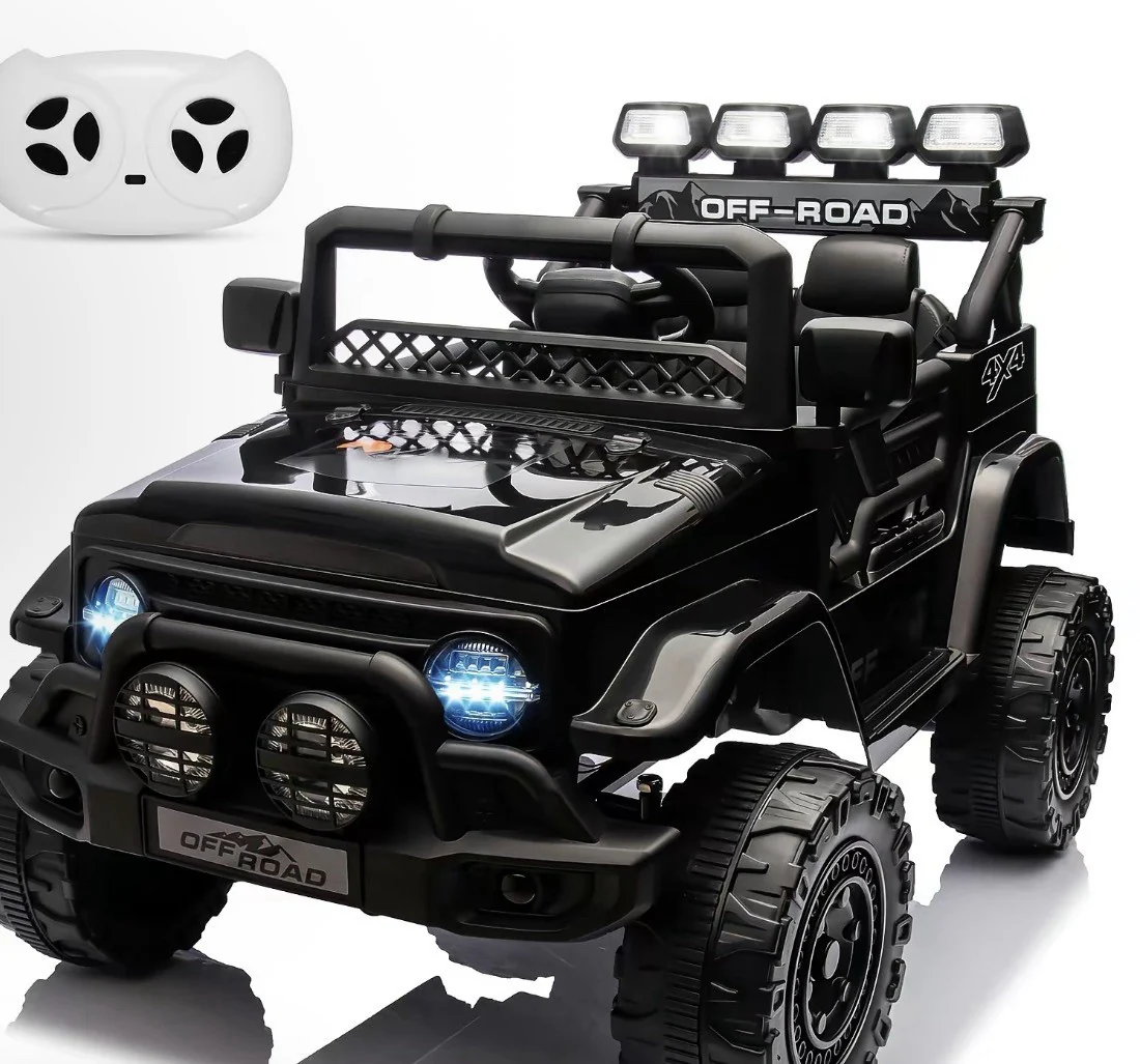 Children's Electric Off-Road Jeep-Style Car with Remote Control, Black