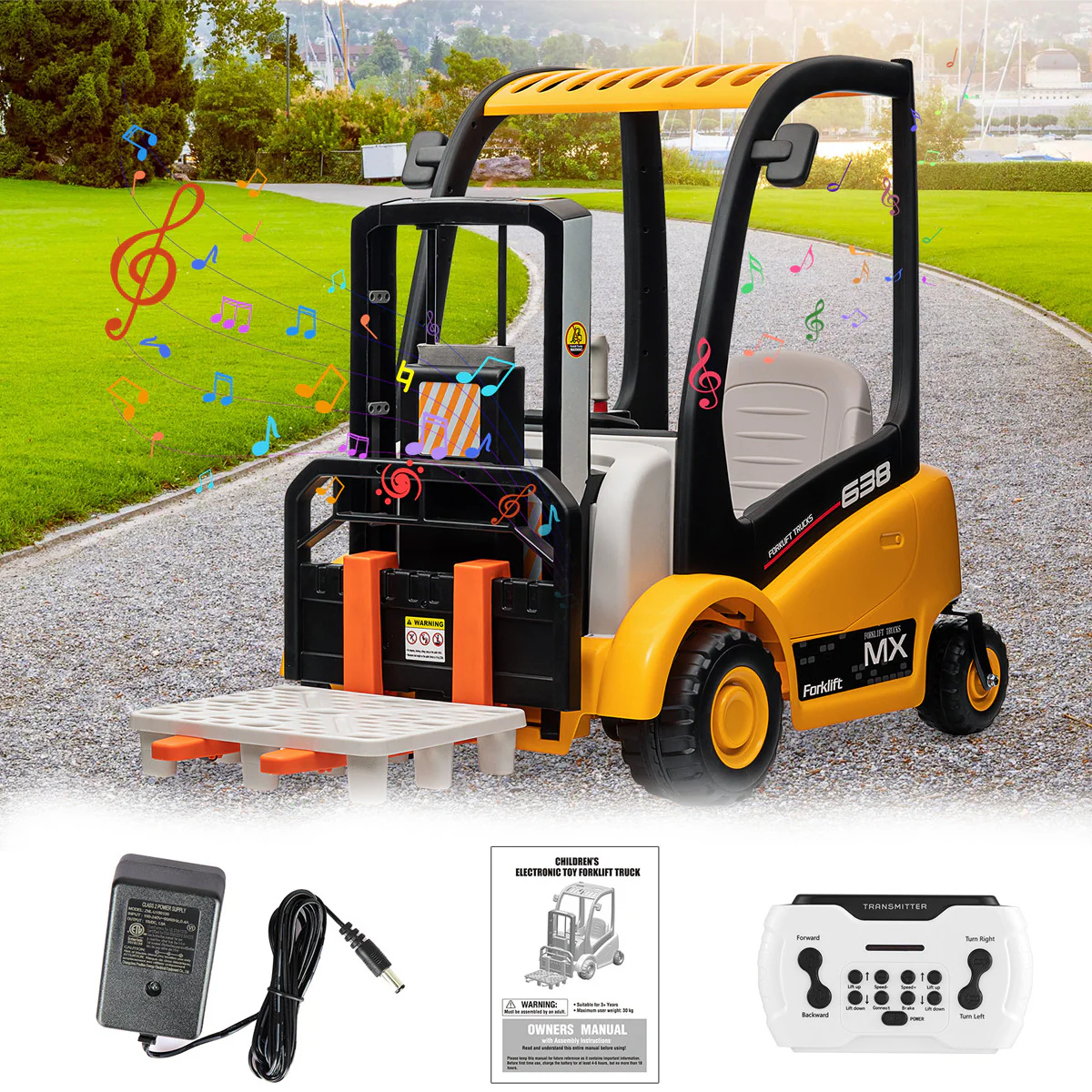 Battery-Powered Kids Electric Ride-On Forklift with Remote Control