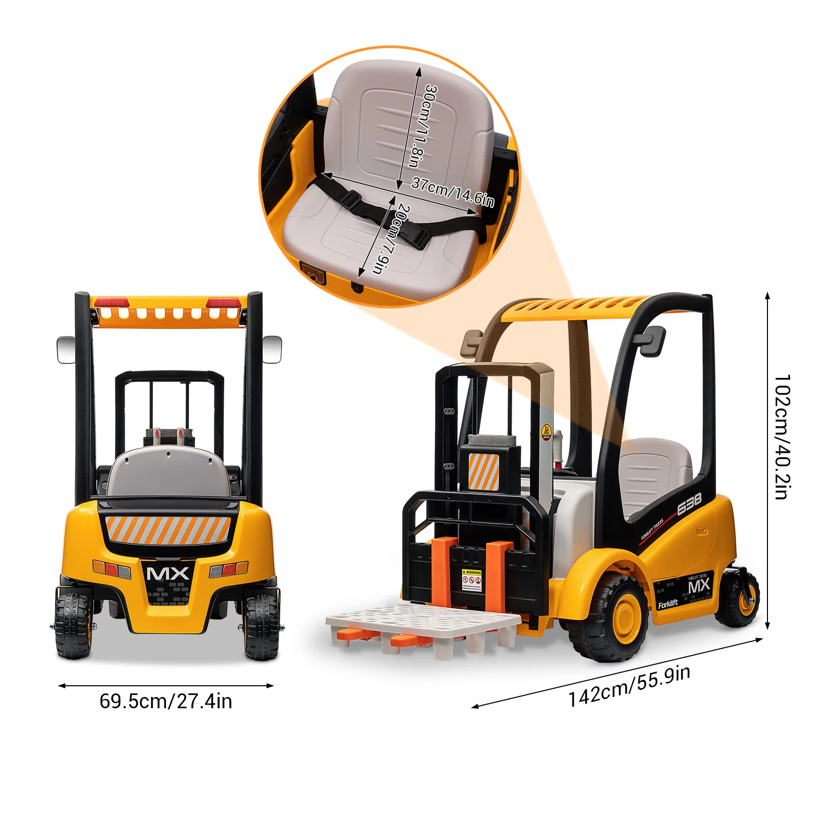 Battery-Powered Kids Electric Ride-On Forklift with Remote Control - Image 11