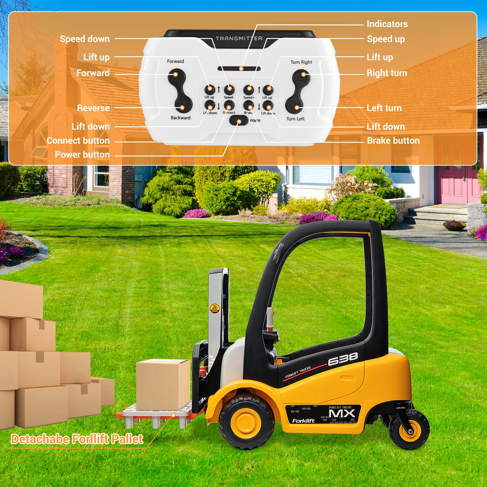 Battery-Powered Kids Electric Ride-On Forklift with Remote Control - Image 9
