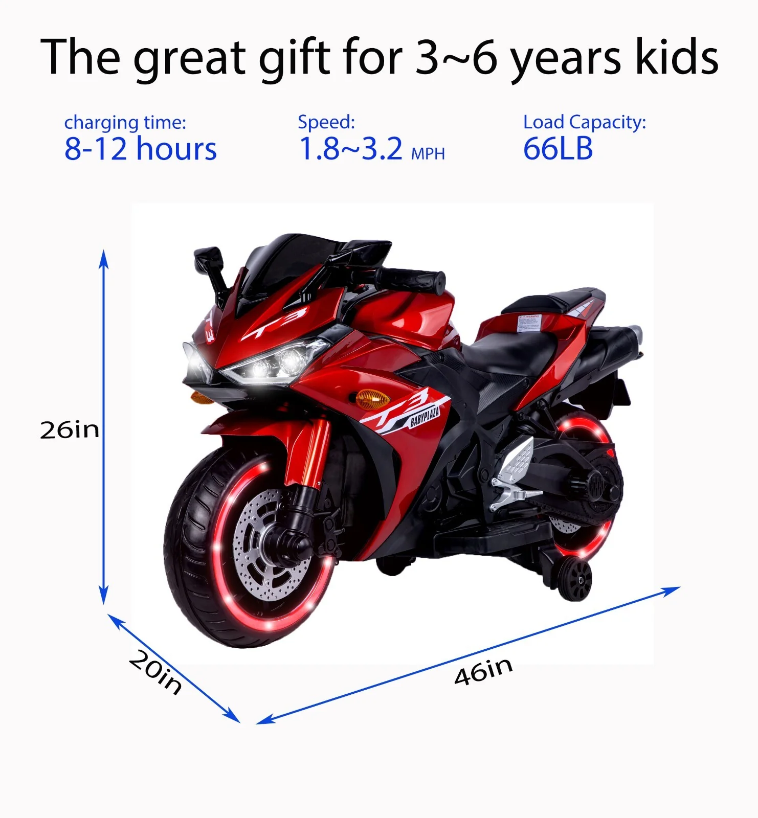 12V Electric Kids Motorcycle for Ages 3-6 with Rechargeable 7Ah Battery, Suitable for Boys and Girls - Image 9