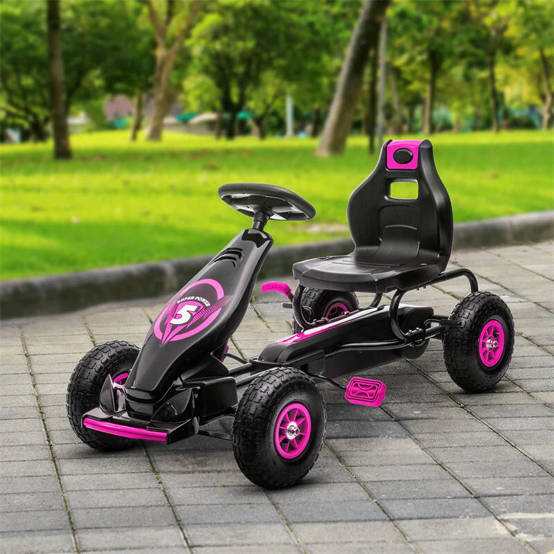 Kids Pedal Go Kart Ride-On with Suspension and Hand Brake, Ages 5-12 - Image 9