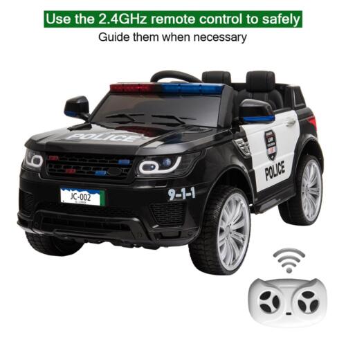 Kids Police Ride On Car with Remote Control, Music, and Horn - 12V Electric Toy
