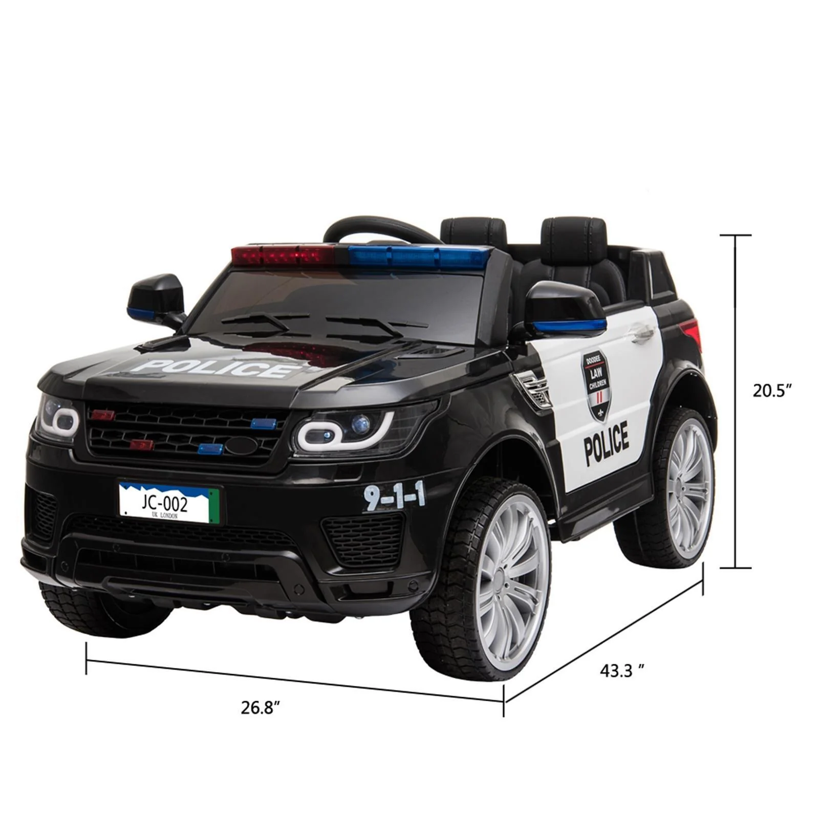 Kids Police Ride On Car with Remote Control, Music, and Horn - 12V Electric Toy - Image 8