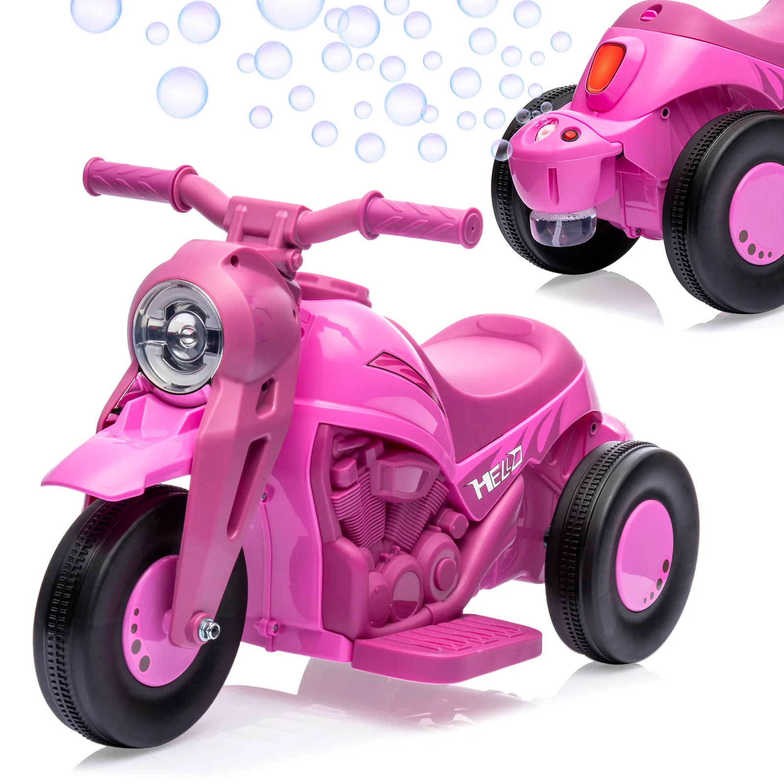 Battery-Powered Kids 3-Wheel Ride-On Motorcycle with LED Headlight and Bubble Function - Image 26