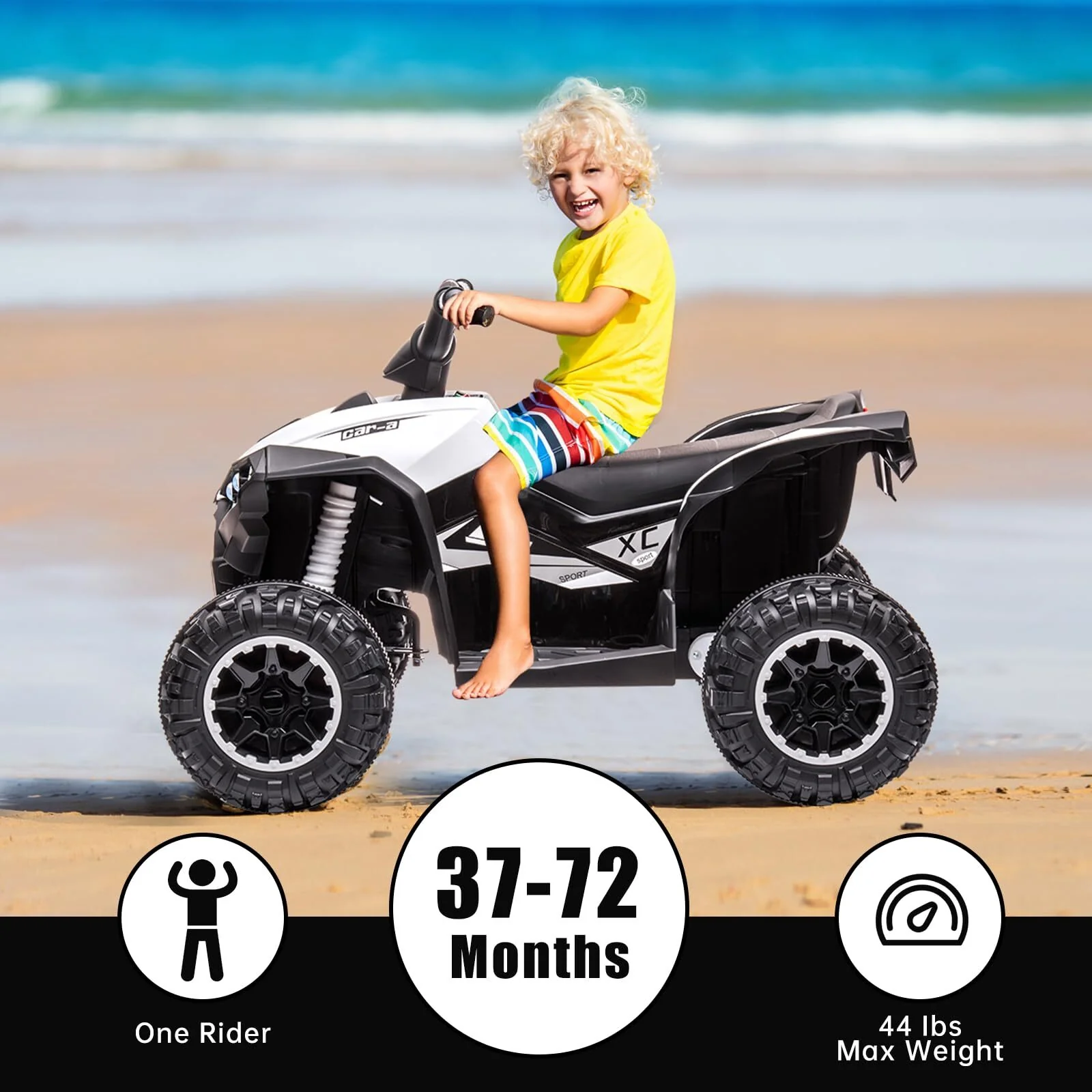 12V Battery-Powered Kids Ride-On ATV Quad with LED Lights and Remote Control Toy Car - Image 6