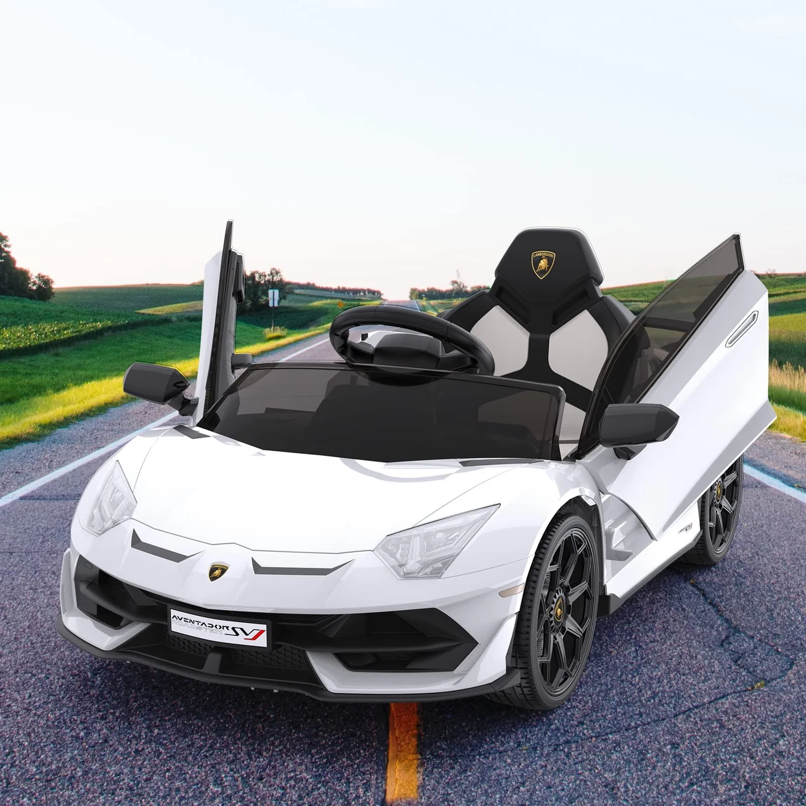12V Licensed Lamborghini Kids Electric Ride-On Car with 2 Speeds and Battery Powered - Image 6