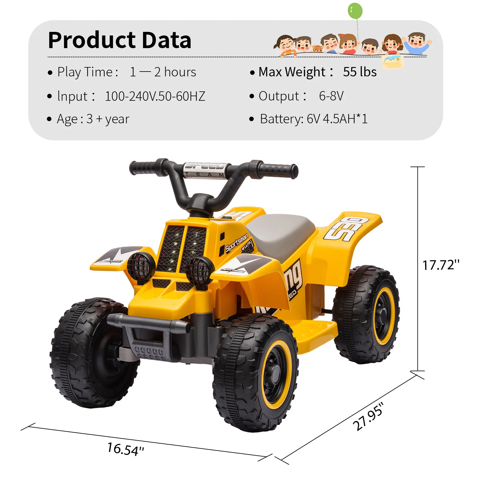 Kids 6V Electric Off-Road Quad ATV Ride-On Car Toy - Image 3