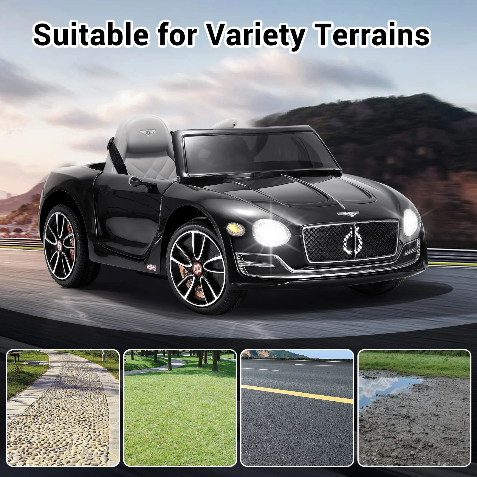 12V Electric Kids Ride-On Car with Remote Control and Seat, Bentley Style - Image 3