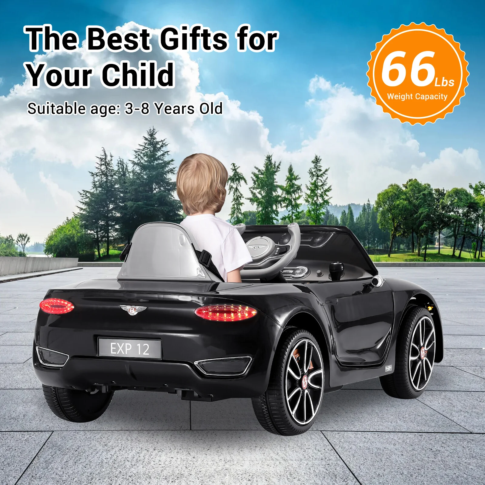 12V Electric Kids Ride-On Car with Remote Control and Seat, Bentley Style - Image 5