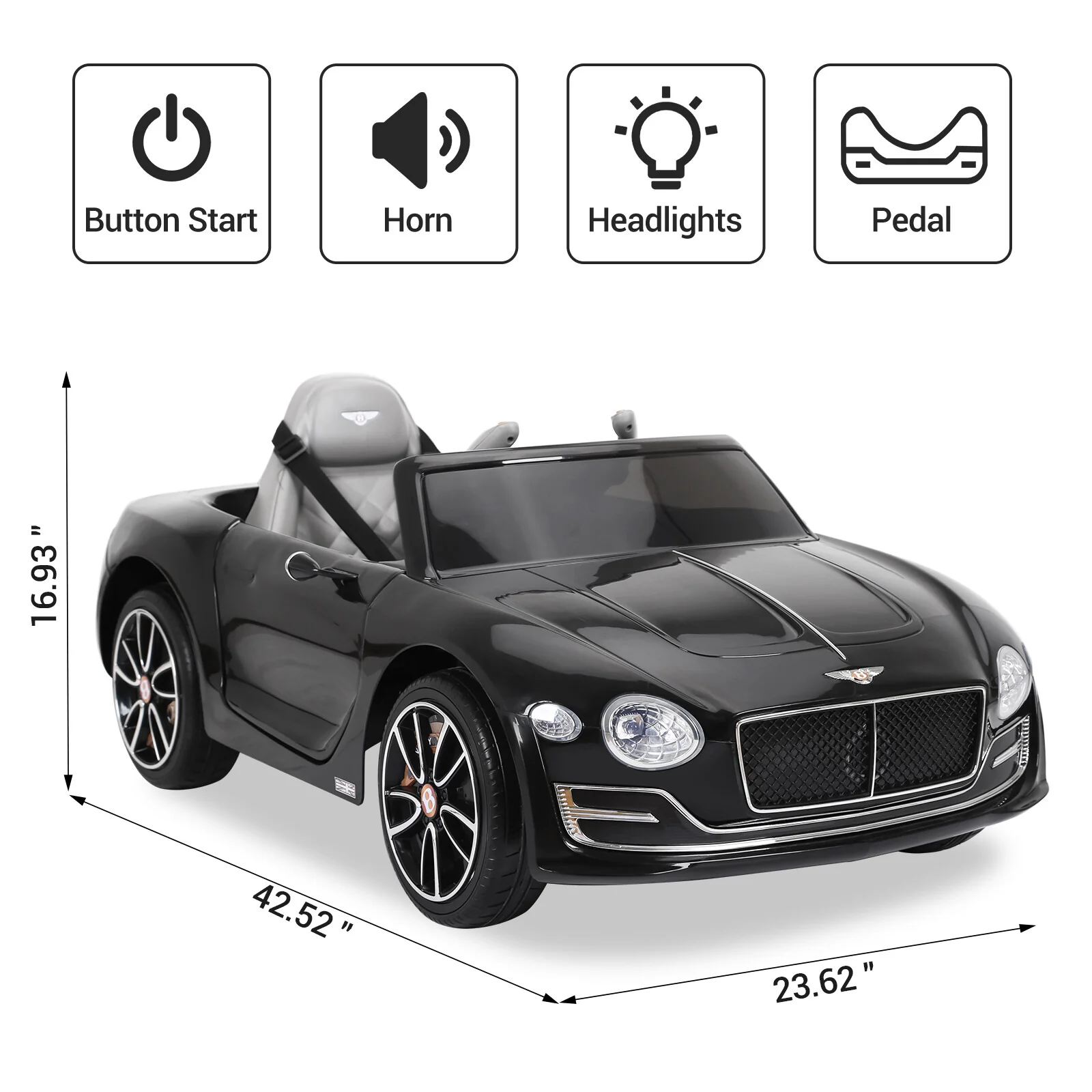 12V Electric Kids Ride-On Car with Remote Control and Seat, Bentley Style - Image 8
