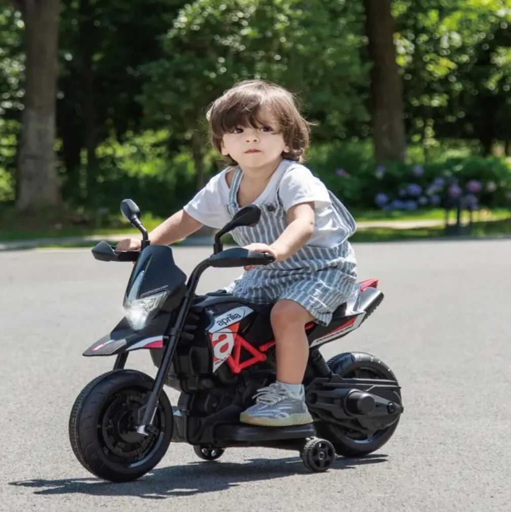 Electric Kids Ride-On Motorcycle with Training Wheels, Lights, Sounds, and Music - Image 12