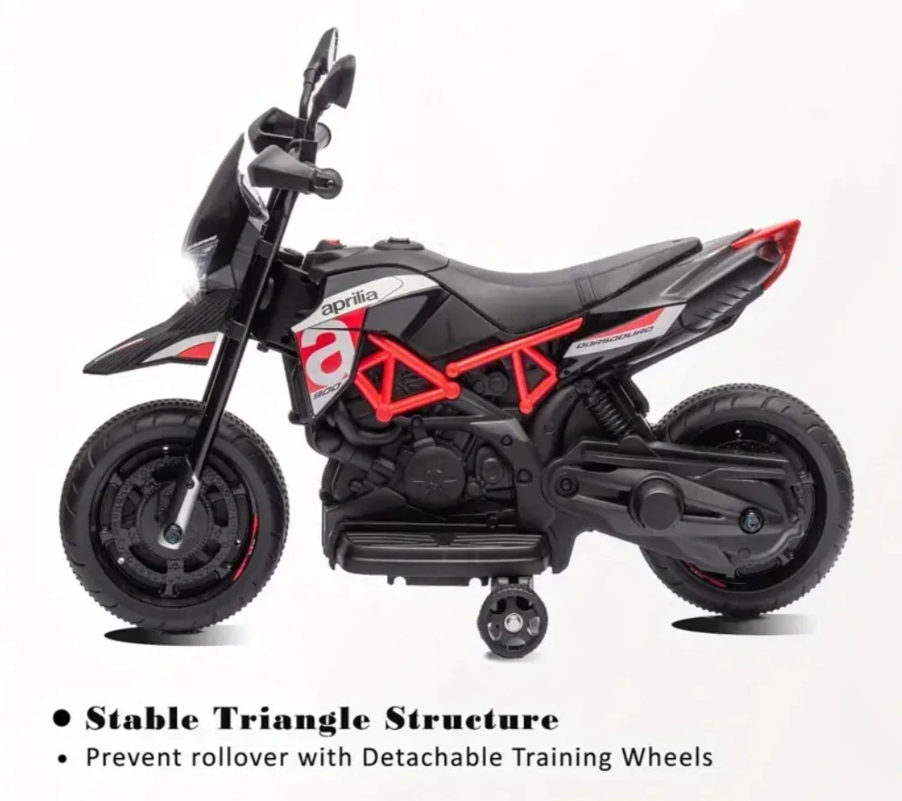 Electric Kids Ride-On Motorcycle with Training Wheels, Lights, Sounds, and Music - Image 4