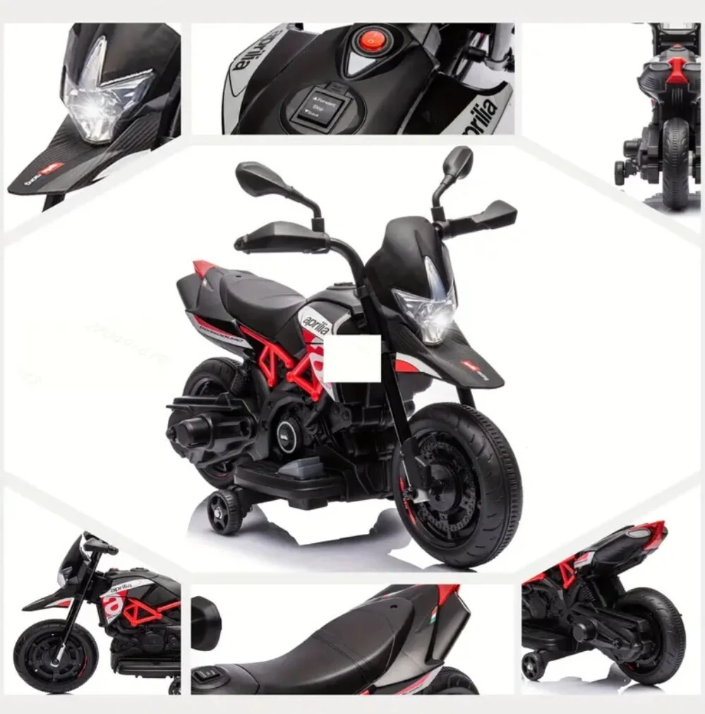 Electric Kids Ride-On Motorcycle with Training Wheels, Lights, Sounds, and Music - Image 9