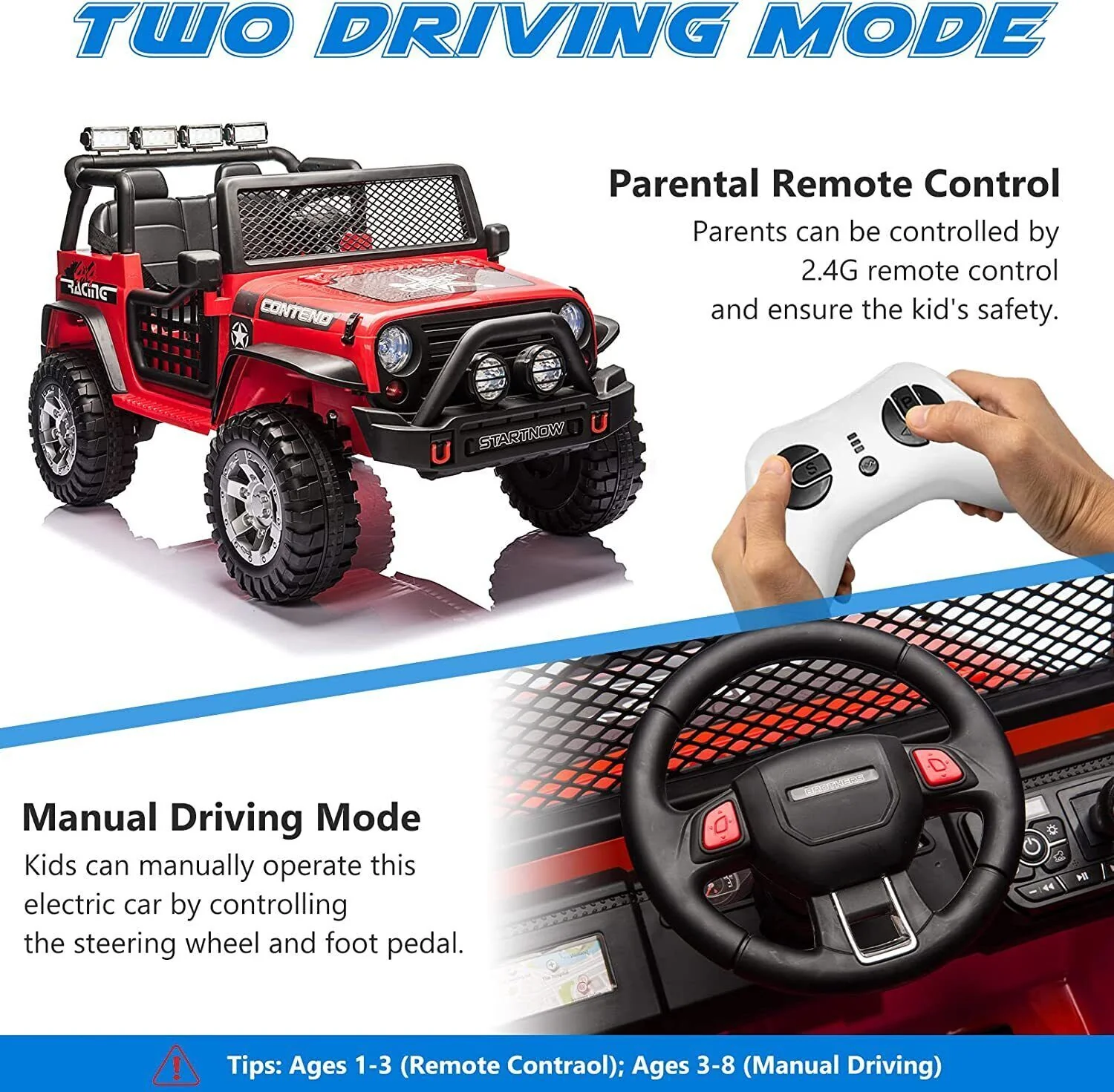 12V Electric Kids Ride-On Jeep Truck with Remote Control - Image 4