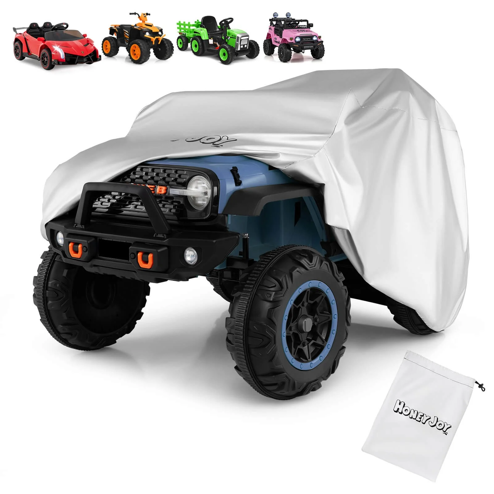 Universal Kids Ride-On Toy Car Cover with Silver Coating and Storage Bag for Trucks - Image 10