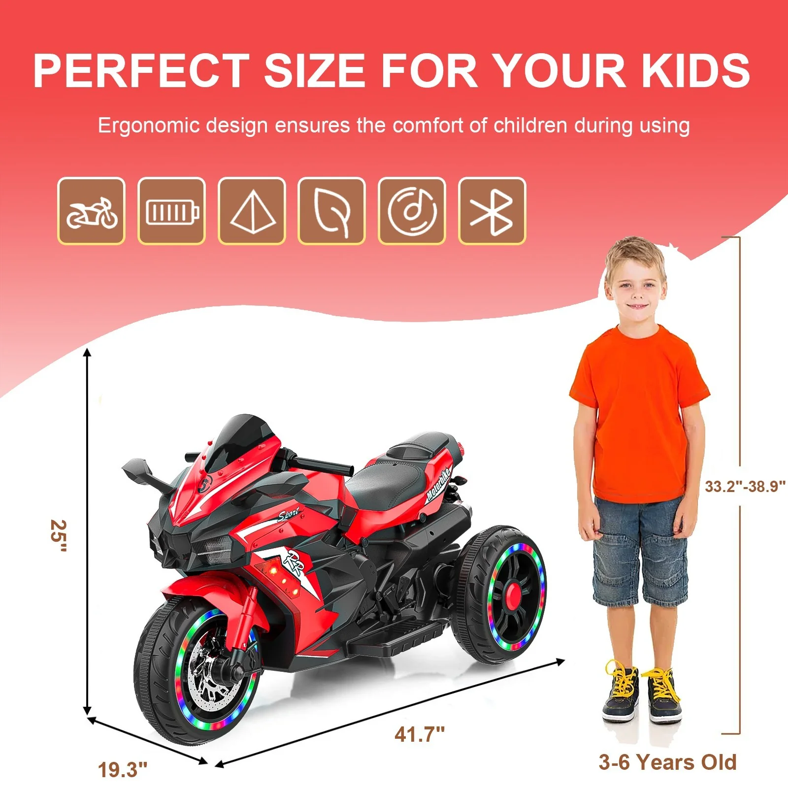 12V Electric Ride-On Motorcycle for Kids with 3 Wheels and 110lbs Capacity - Image 9