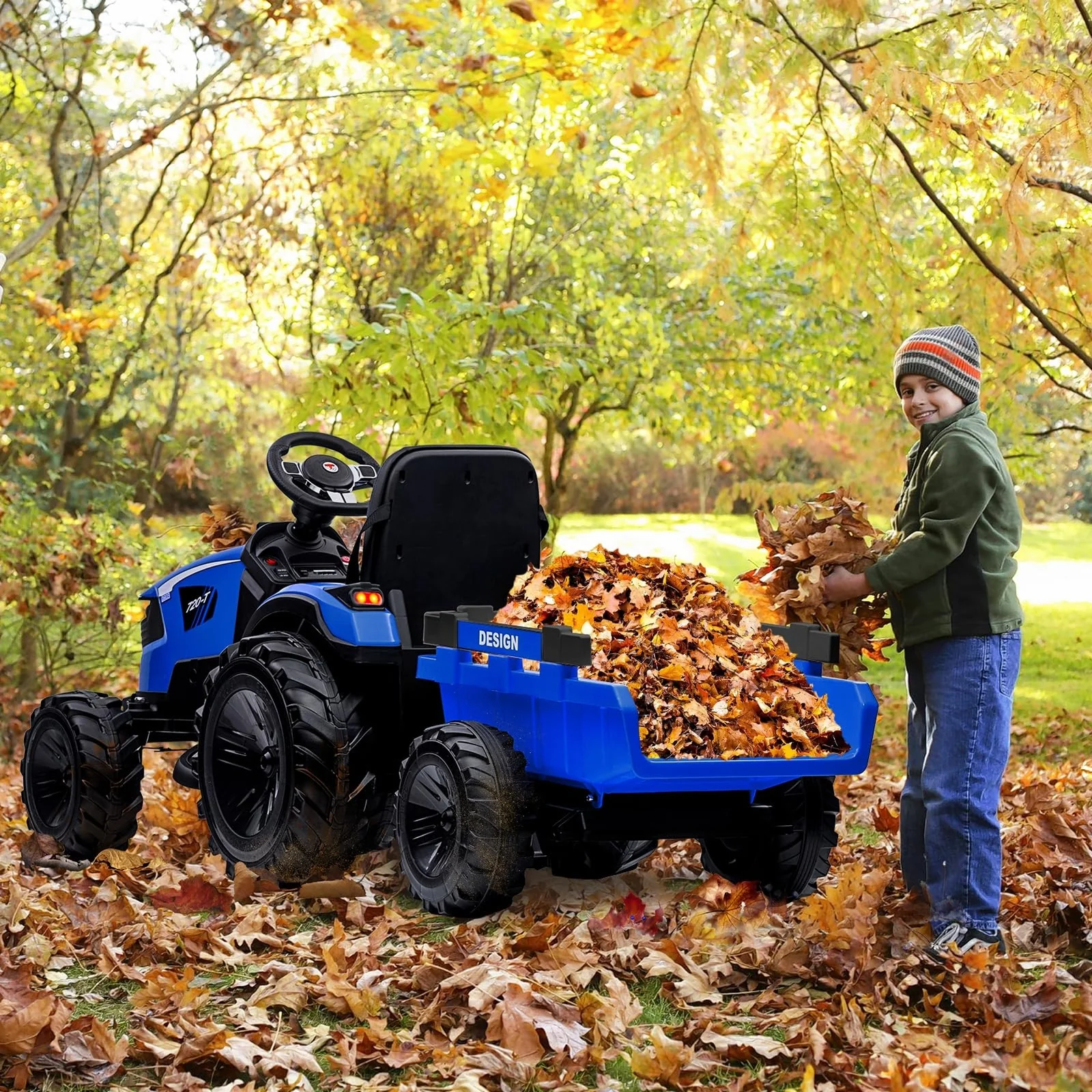 24V Electric Ride-On Tractor Toy for Kids with Trailer and Bulldozer Digger Attachments - Image 4
