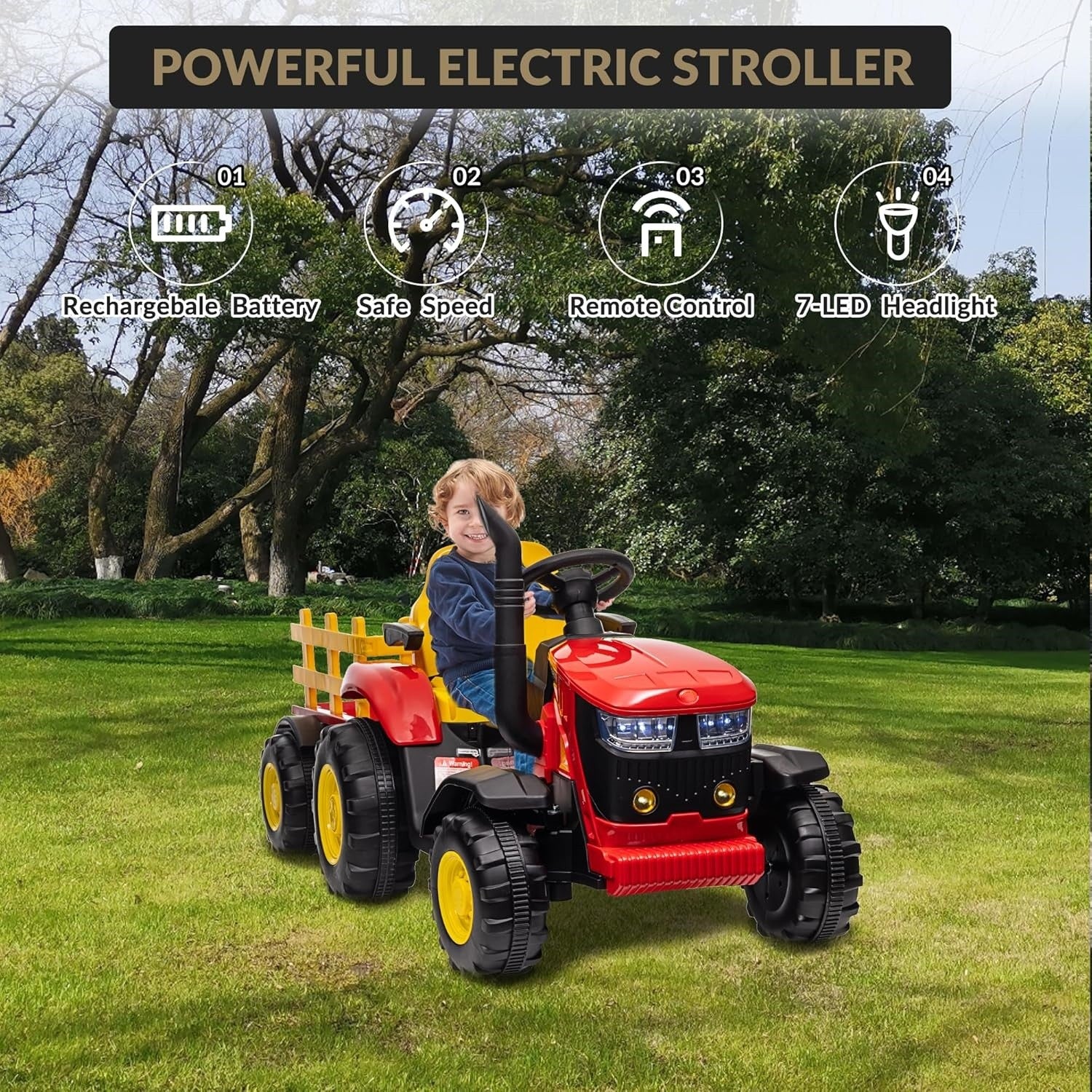 Electric Remote Control Ride-On Tractor Toy for Kids Battery Powered Vehicle - Image 13