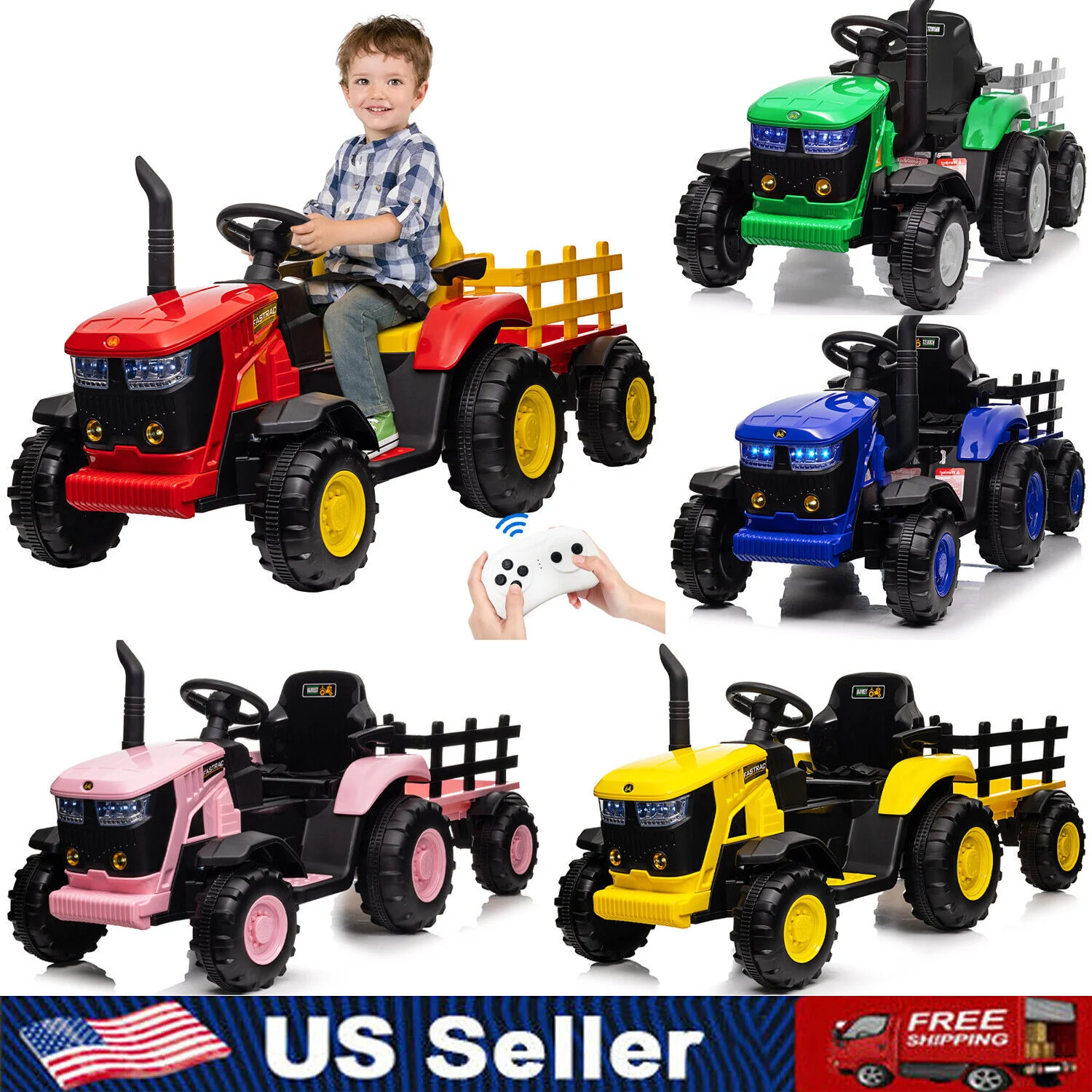 12V Electric Ride-On Tractor for Kids with Remote Control and Power Wheels - Image 2