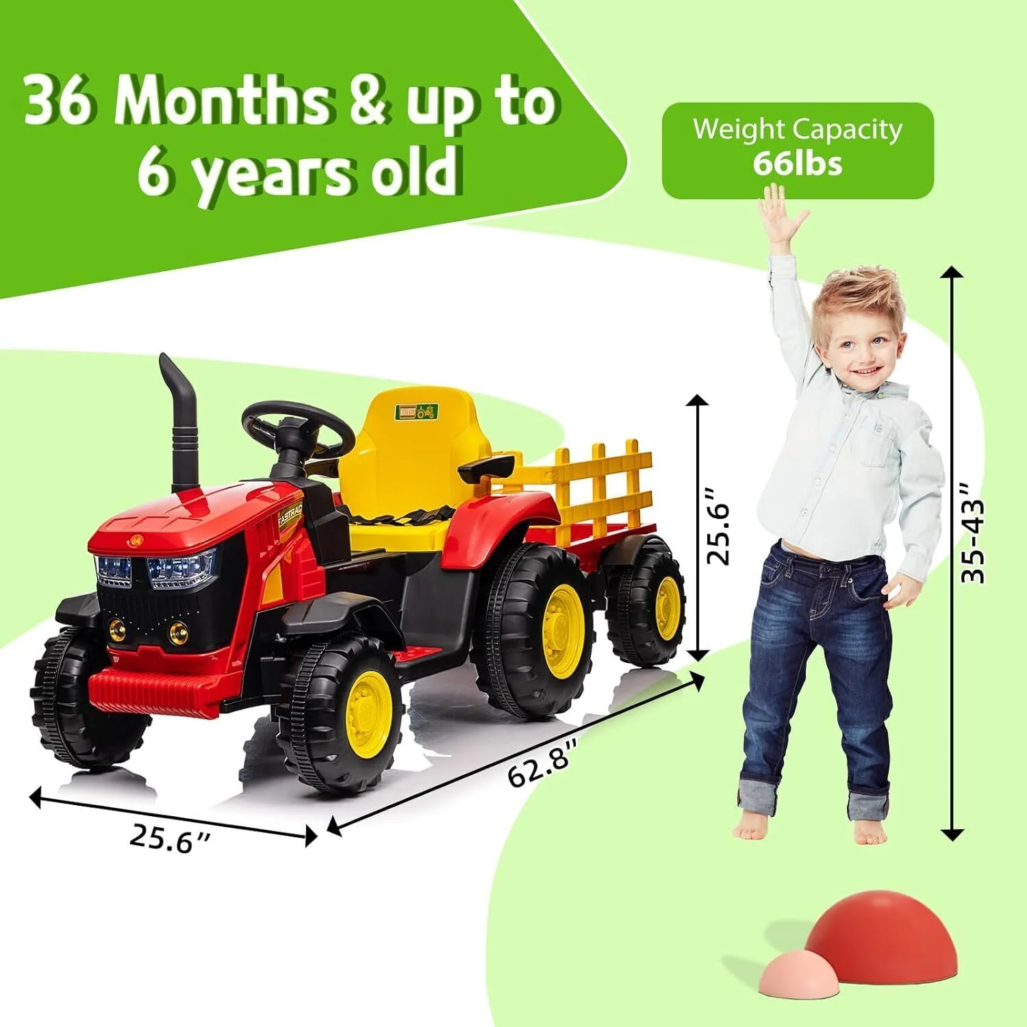 12V Electric Ride-On Tractor for Kids with Remote Control and Power Wheels - Image 8