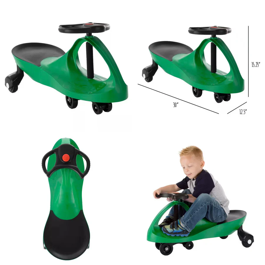 Zigzag Ride-On Car Toy for Kids 3 Years and Up Battery-Free Green