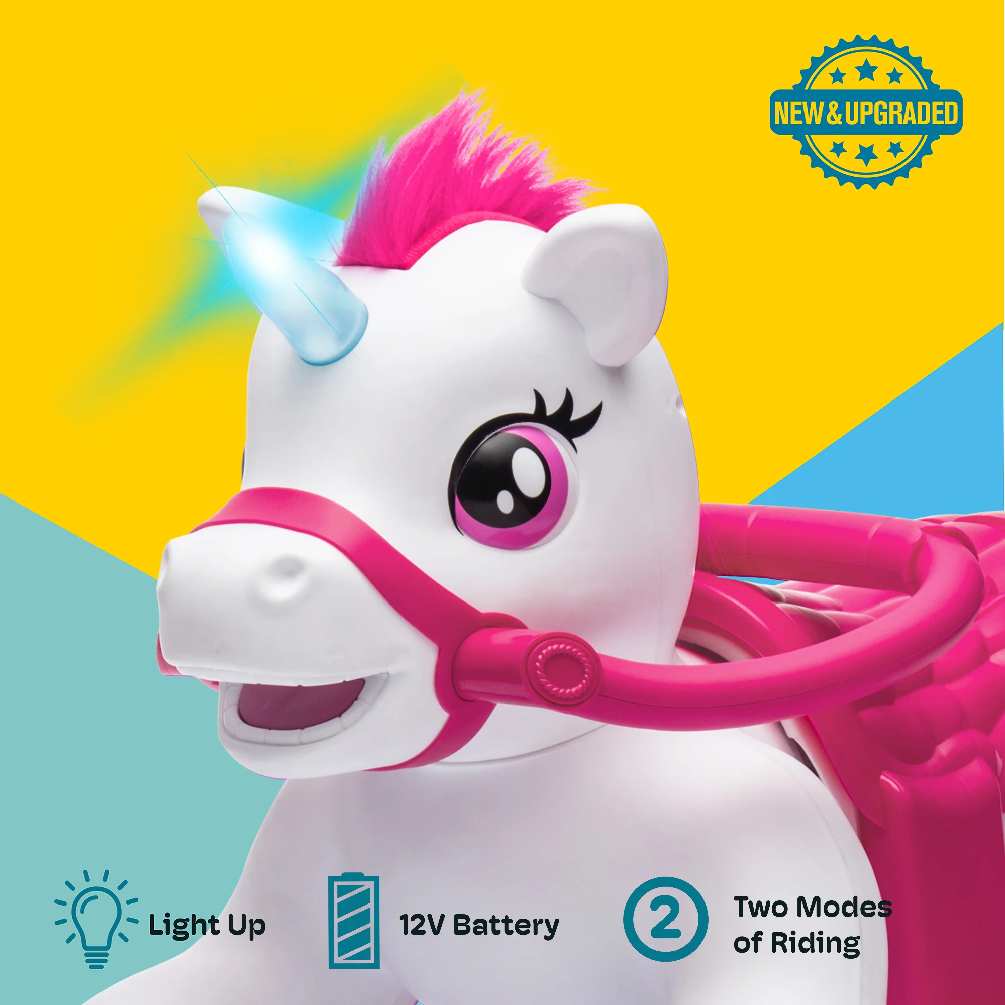 12V Electric Purple Unicorn Ride-On Car with Music for Kids - Image 3