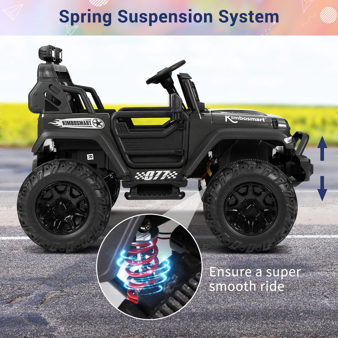 Kimbosmart 24V Electric Battery-Powered Children's Ride-On Vehicle Truck Featuring LED Lights, MP3 Player, and Bluetooth Connectivity - Image 11
