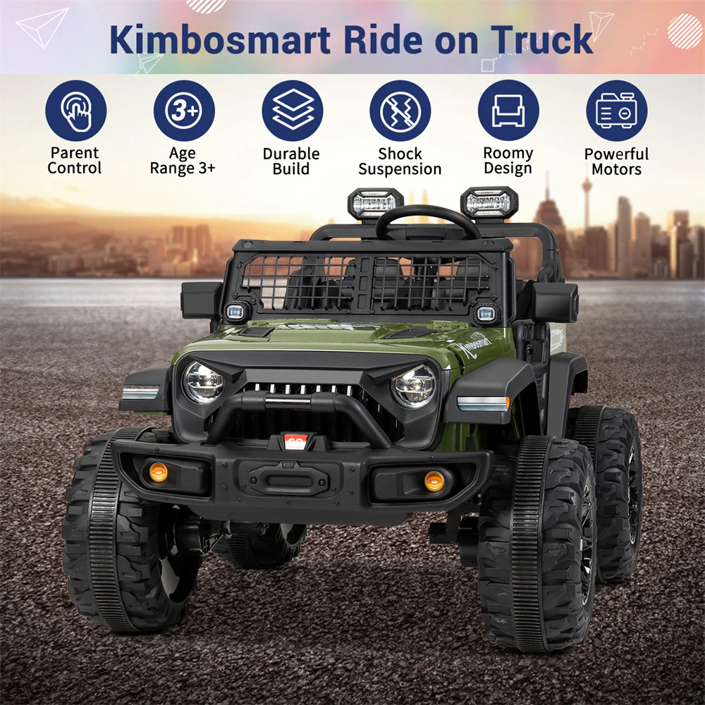 Kimbosmart 24V Electric Battery-Powered Children's Ride-On Vehicle Truck Featuring LED Lights, MP3 Player, and Bluetooth Connectivity - Image 15