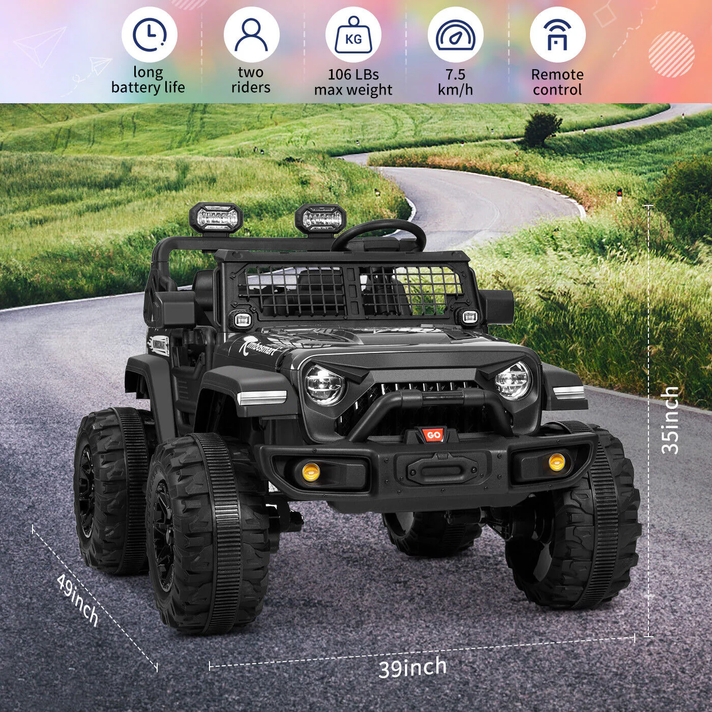 Kimbosmart 24V Electric Battery-Powered Children's Ride-On Vehicle Truck Featuring LED Lights, MP3 Player, and Bluetooth Connectivity - Image 5