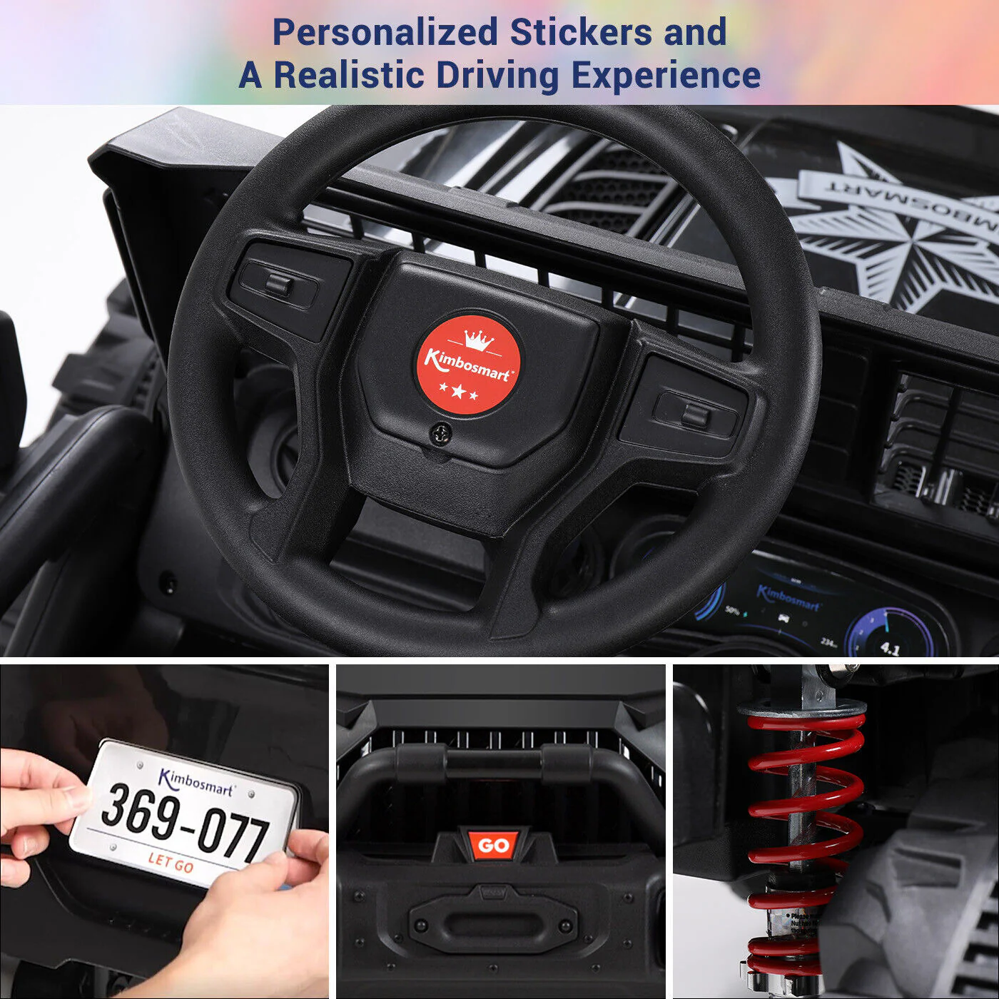 Kimbosmart 24V Electric Battery-Powered Children's Ride-On Vehicle Truck Featuring LED Lights, MP3 Player, and Bluetooth Connectivity - Image 7